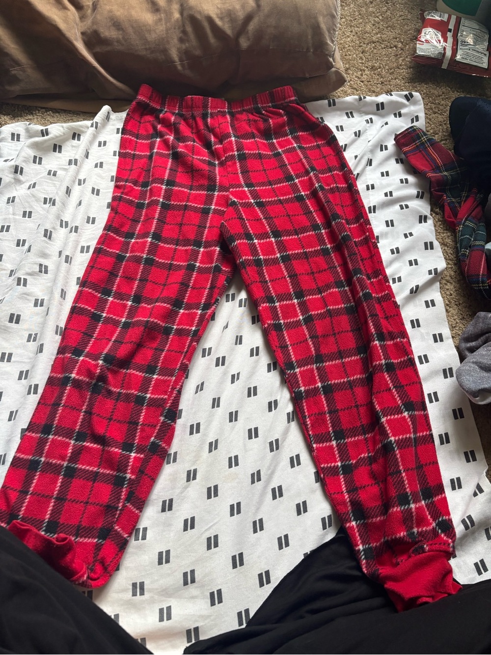 Red Plaid Fleece Pajama Pants